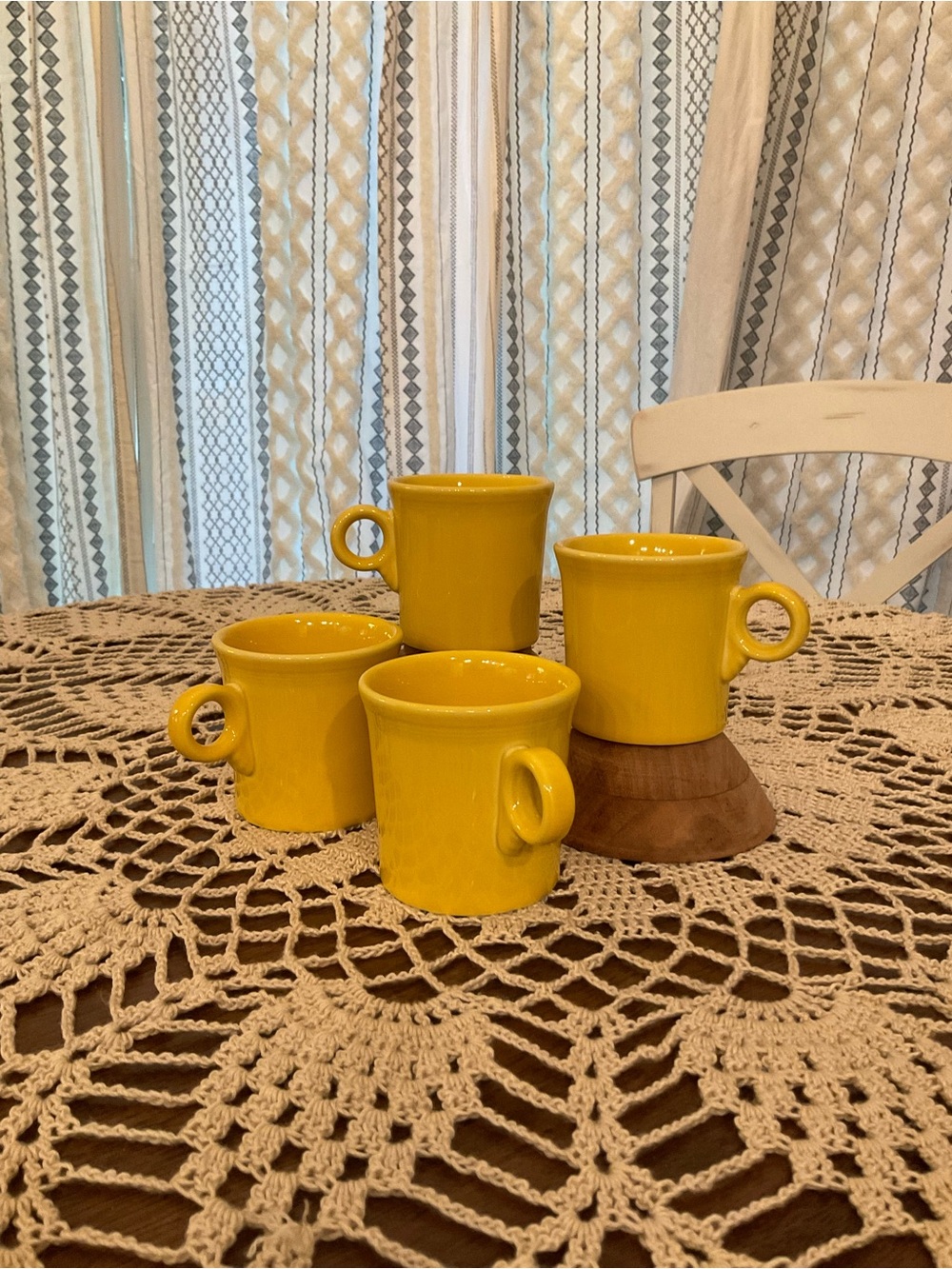 Fiesta Yellow Ring Handle Mugs Set of 4 HLC USA Fiestaware